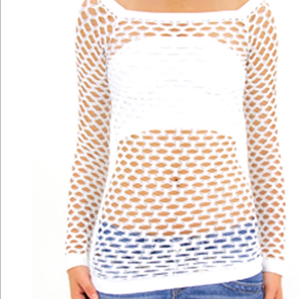 Nylon Fishnet Long Sleeve  new one size . White
